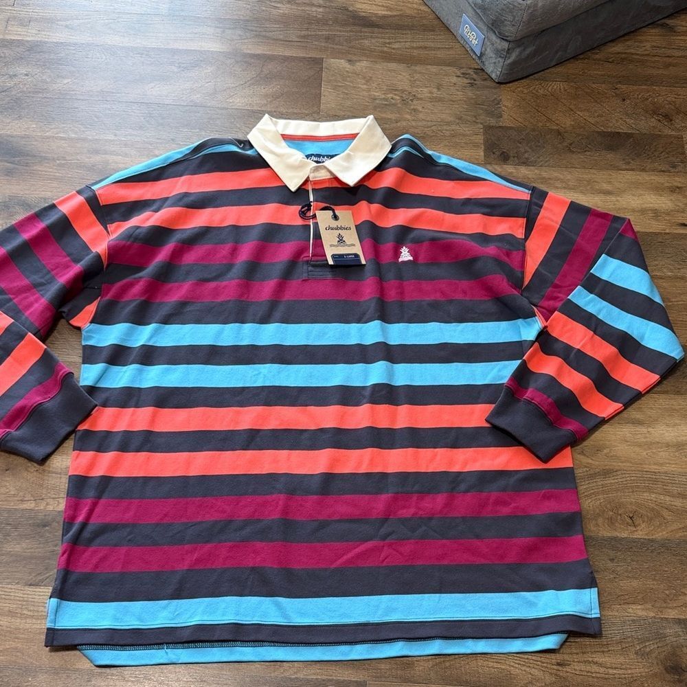 Chubbies brand rugby-style polo shirt